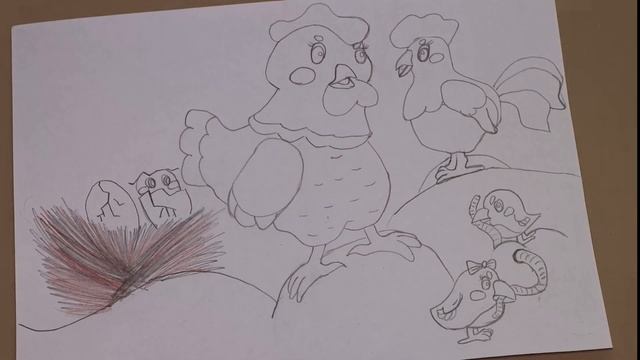 Детские рисунки карандашом, как нарисовать курицу, петуха и цыпленка карандашом поэтапно для детей смотреть онлайн