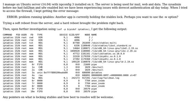 DevOps & SysAdmins: IPTABLES: Another app is currently holding the xtables lock (2 Solutions!!) смотреть онлайн