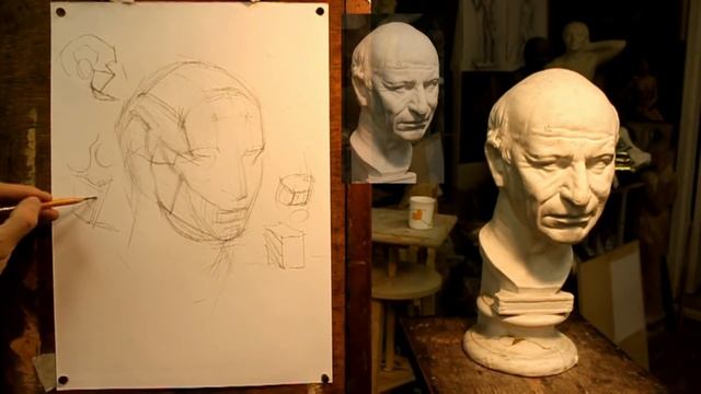 Обучение рисунку. Портрет. 12 серия: построение головы римлянина и общие вопросы построения смотреть онлайн