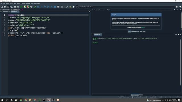Password Generator in Python by N Ranganadh III CSE-2 смотреть онлайн