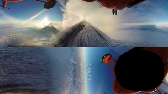 360°, Eruption of Volcano Klyuchevskaya Sopka, Kamchatka, Russia. 4K aerial video смотреть онлайн