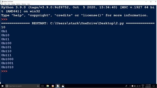 Converting decimal into binary in Python. смотреть онлайн