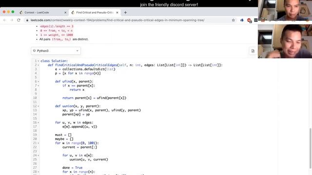 1489. Find Critical and Pseudo-Critical Edges in Minimum Spanning Tree (python) (Leetcode Hard) смотреть онлайн