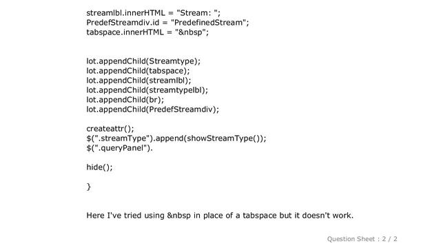 HTML : Dynamically create and append tab space in Javascript смотреть онлайн