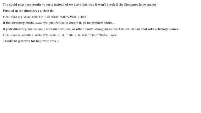 Create a folder "Photo" inside all directories recursively (5 Solutions!!) смотреть онлайн