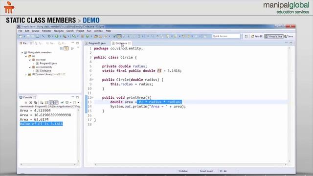 JAVA Static class members Demo смотреть онлайн