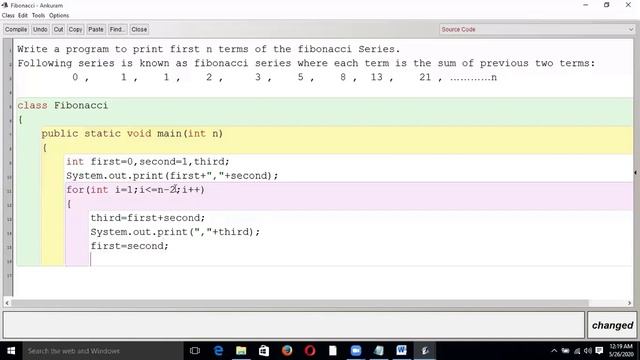 Fibonacci Series in Java (Program 6) || JAVA FOR ICSE || By : Piyush Sir смотреть онлайн