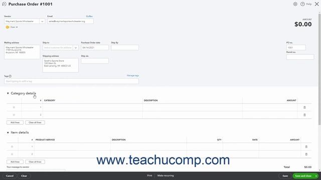 QuickBooks Online Tutorial Creating a Purchase Order Intuit Training смотреть онлайн