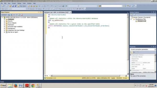 SQL Server tutorial 84: How to update database statistics using SSMS or T-SQL