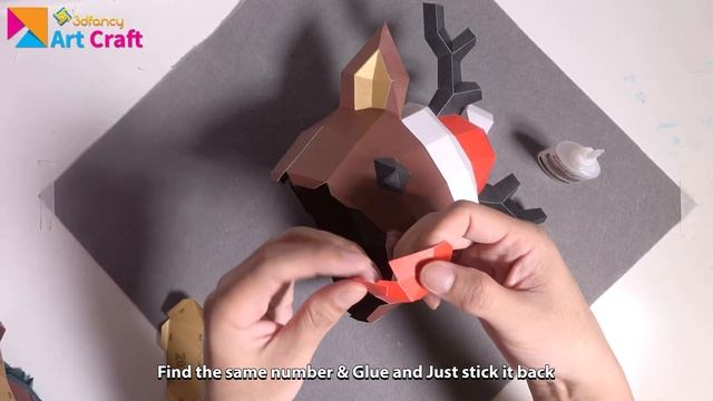 Diy 3D Papercraft Reindeer Sitting Christmas - Rudolph Paper Craft PDF, SVG Template | Step By Step