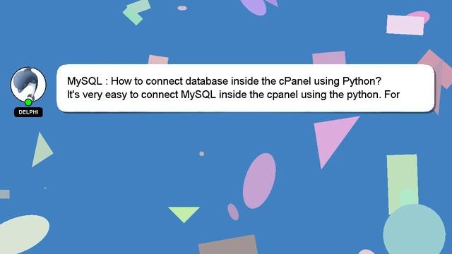 MySQL : How to connect database inside the cPanel using Python? смотреть онлайн