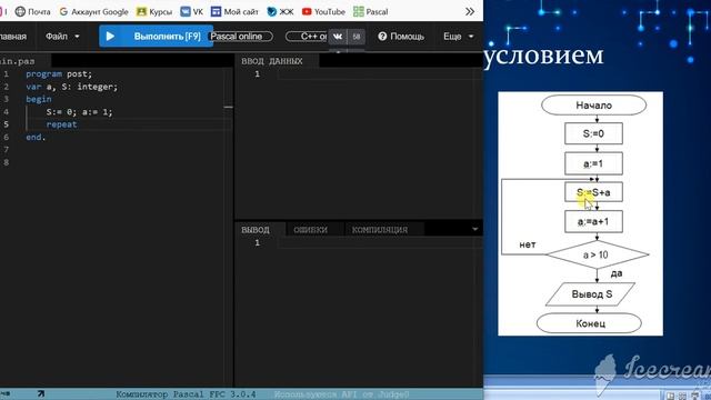 5. Операторы Pascal / цикл с постусловием смотреть онлайн