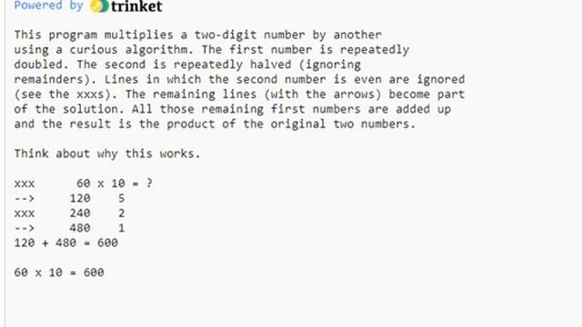 Think about why this funny multiplication procedure works смотреть онлайн
