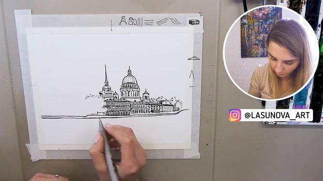 Как нарисовать пейзаж? Скетч городской пейзаж за 30 минут смотреть онлайн