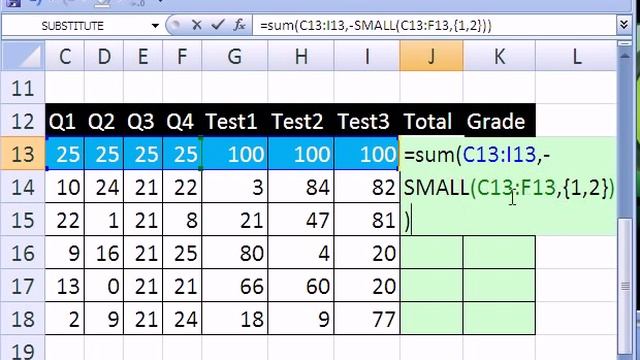 Excel Magic Trick #196: Grade Book That Subtracts Two Lowest смотреть онлайн