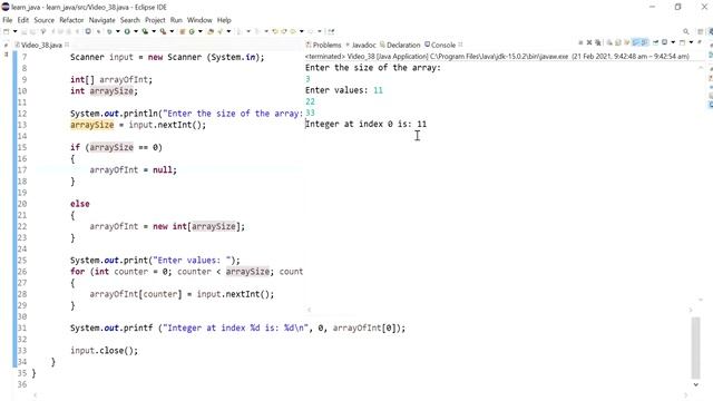 Java 38: Dealing with NullPointerException in java arrays. смотреть онлайн
