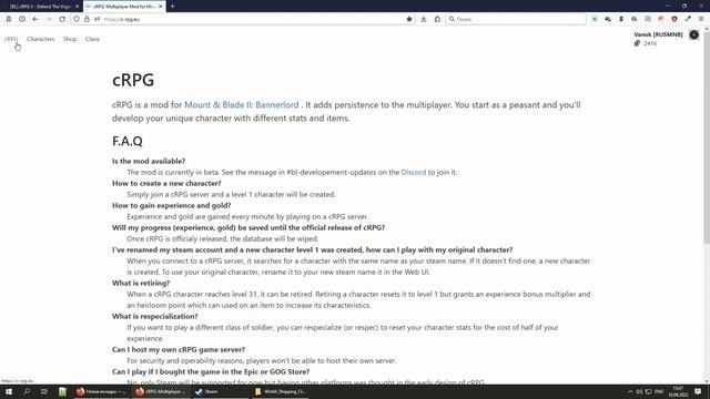 Вышла сетевая бета CRPG II для Bannerlord