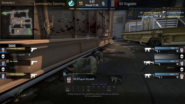 CSGO: POV G2 ScreaM vs Luminosity (30/21) train @ ESL Pro League Season 3 Finals смотреть онлайн