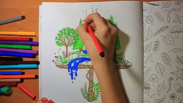 ♥ Раскраска - антистресс ♥ Замок на грибе ♥ Зачарованный лес ♥ смотреть онлайн