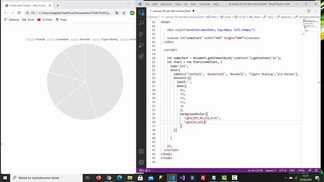 Chart with Chart.js - How to set colours of a chart | HTML5 Canvas Tutorial for Beginners #30 смотреть онлайн