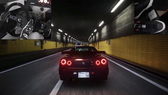 Nissan Skyline R34 on the SHUTO Expressway Traffic in Assetto Corsa w/ Wheel Cam! смотреть онлайн