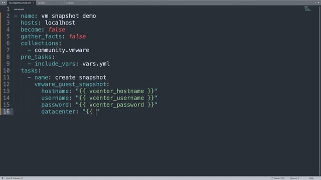 Take a VMware Virtual Machine Snapshot - Ansible module vmware_guest_snapshot смотреть онлайн