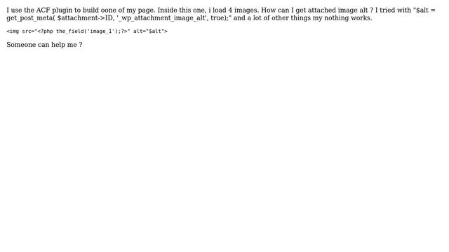 Wordpress: How to get the attribues (alt and title) of an image import with ACF? смотреть онлайн