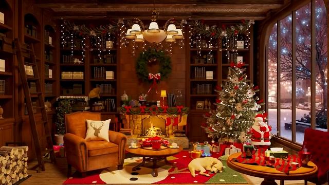 Cozy Cafe Space in Winter With Relaxing Snowfall ☕ Smooth Jazz Music to Relax/Study/Work to смотреть онлайн