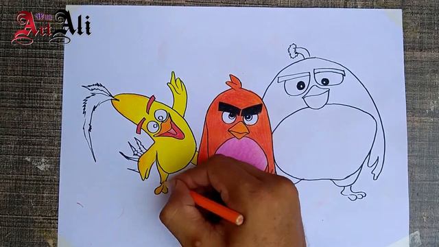 Angry Birds Easy Drawing with Coloure Pencil - Art with Ali смотреть онлайн