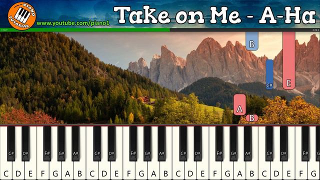 Take On Me Piano Tutorial EASY SLOW BEGGINER - A-ha Piano Tutorial EASY SLOW