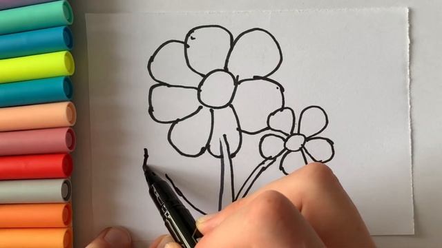 How to draw a simple ? flower for girls ! Easy to watch and relaxing ?! смотреть онлайн
