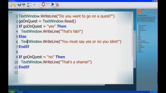Small Basic 1.06 Else IF and Else смотреть онлайн