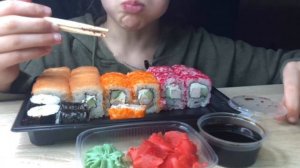МУКБАНГ СУШИ-РОЛЛЫ (ем руками суши?) | ASMR SUSHI /ROLLS  МУКБАНГ