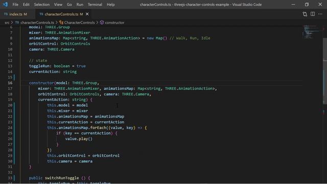 three.js Basic Character Controls - GLTFLoader, AnimationMixer, 3rd Person Controller смотреть онлайн