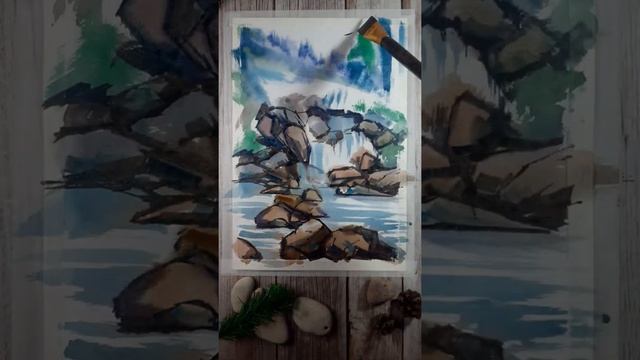 Как просто нарисовать водопад акварелью смотреть онлайн