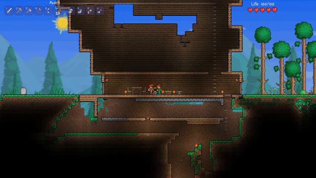 Terraria Серия 2. Первая грибная пещера. смотреть онлайн