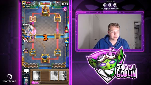 Balloon Miner Hunter Cycle Deck LIVE Ladder Gameplay - Clash Royale смотреть онлайн