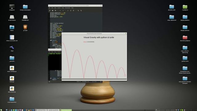 Simple Gravity simulation with python and turtle. смотреть онлайн