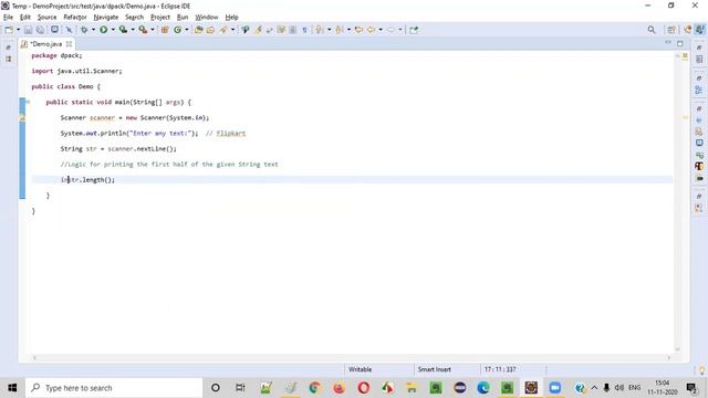 Java program to print the first half of the given string text смотреть онлайн