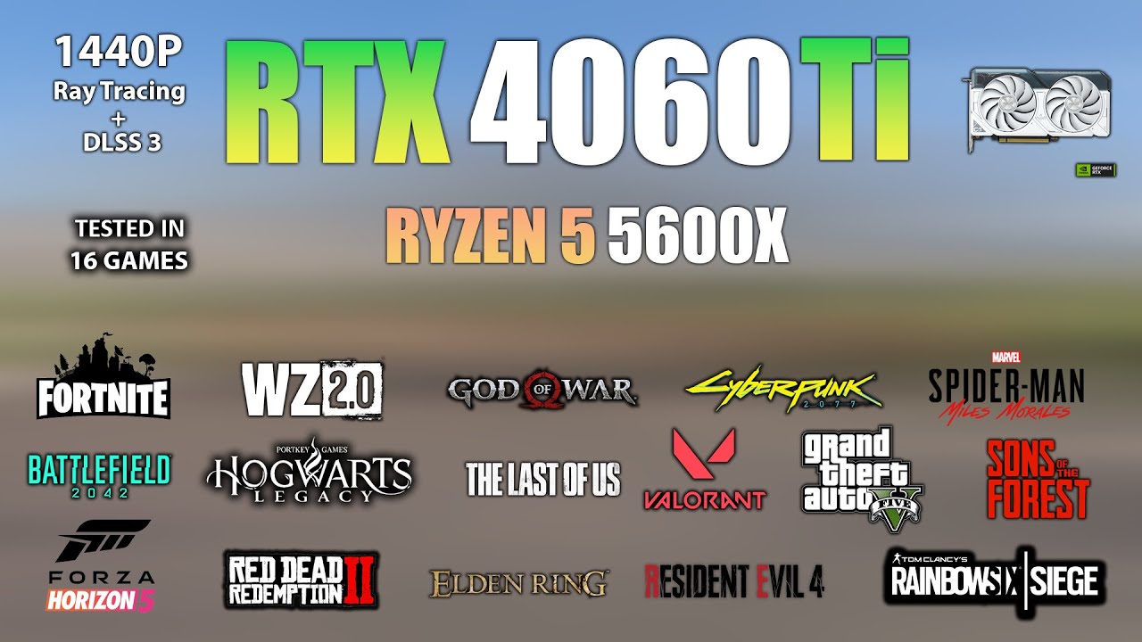 RTX 4060 Ti  Тест в 16 играх в разрешении 1440p с  Трассировка лучей и DLSS 3
