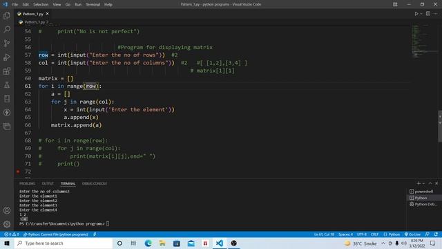 Python Program to Print Matrix with user input | Python Tutorial in Hindi смотреть онлайн