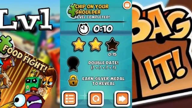 Bag It! Food Fight! Level 11 / Double Date! / 1 sec or Less / Three Stars Walkthrough смотреть онлайн