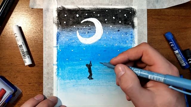 Что значит достать луну ради любимой, рисуем масляной пастелью смотреть онлайн