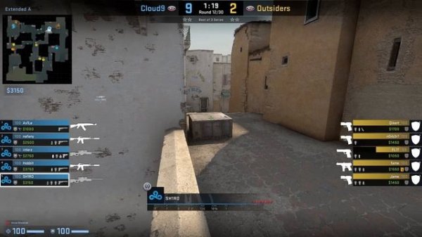 CS:GO POV Demo Cloud9 Sh1ro (20/9) vs Outsiders (de_dust2) @ IEM Cologne 2022