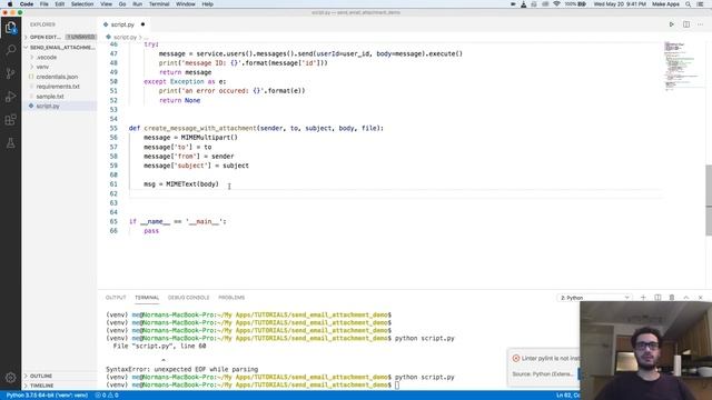 Using Gmail's API To Send Attachment Email Using Python смотреть онлайн
