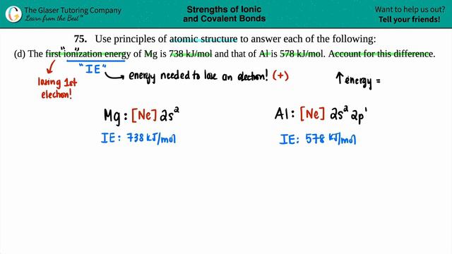 7.75d | The first ionization energy of Mg is 738 kJ/mol and that of Al is 578 kJ/mol. Account for смотреть онлайн