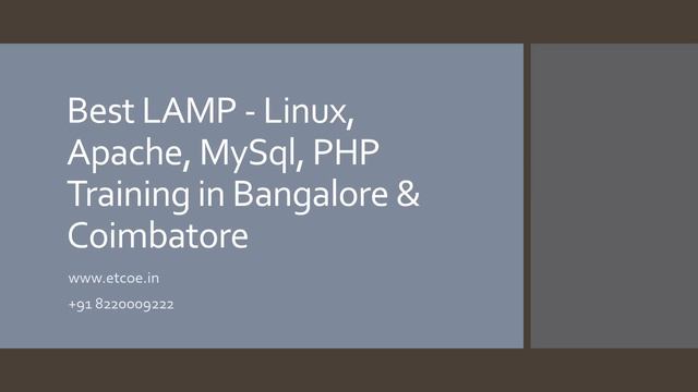 Best LAMP Linux, Apache, MySql,PHP TRAINING IN BANGALORE & COIMBATORE-ETCOE.IN смотреть онлайн