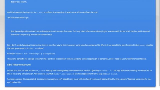 Limit useable host resources in Docker compose without swarm смотреть онлайн