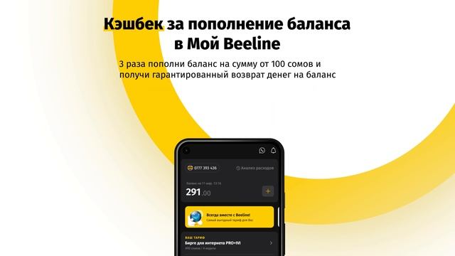 Кэшбек за пополнение баланса в Мой Beeline! смотреть онлайн