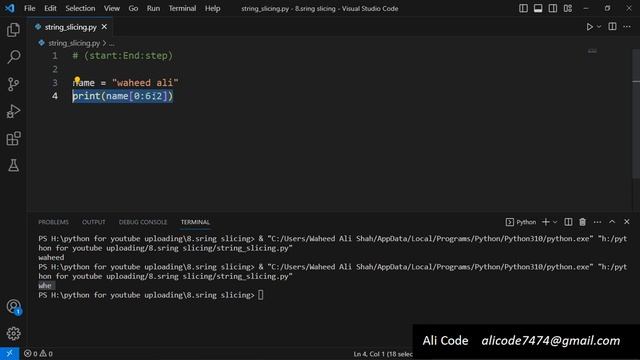 String Slicing in Python | Tutorial 8 | String in Python | Learn Python | Ali Code смотреть онлайн